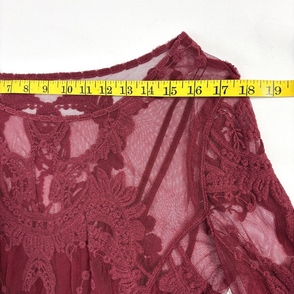 Burgundy Red Lace Shirt and Camisole – Medium - Picture 8 of 16